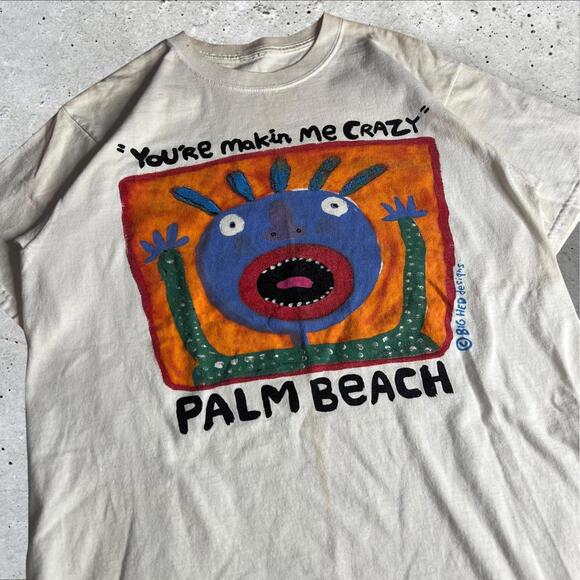 VTG You're‎ Makin Me Crazy Sunset Beach NC Big Head Designs Art T-Shirt Size L - Picture 2 of 8